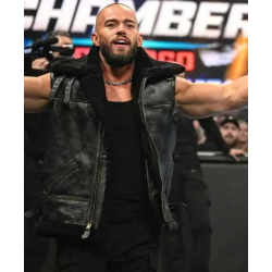 WWE Austin Theory Black Leather Vest